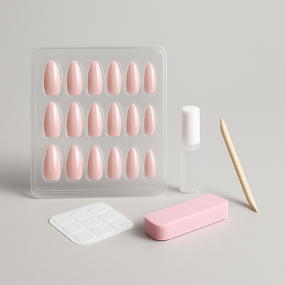 False Nails and Accessories displayed with various styles and colors