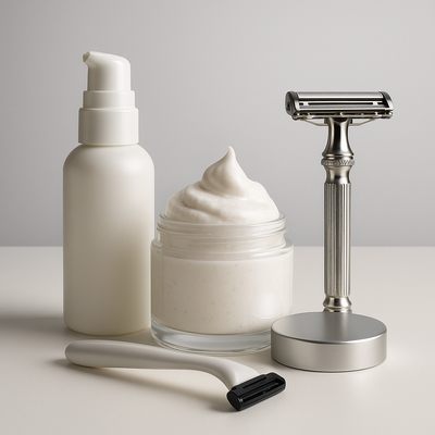 Shave & Hair Removal products displayed showcasing smooth skin care solutions