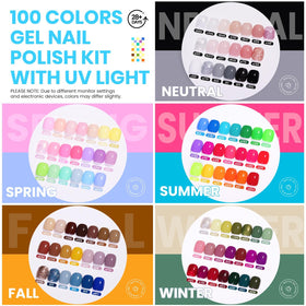100 bottles of colourful gel nail polish in beetles kit