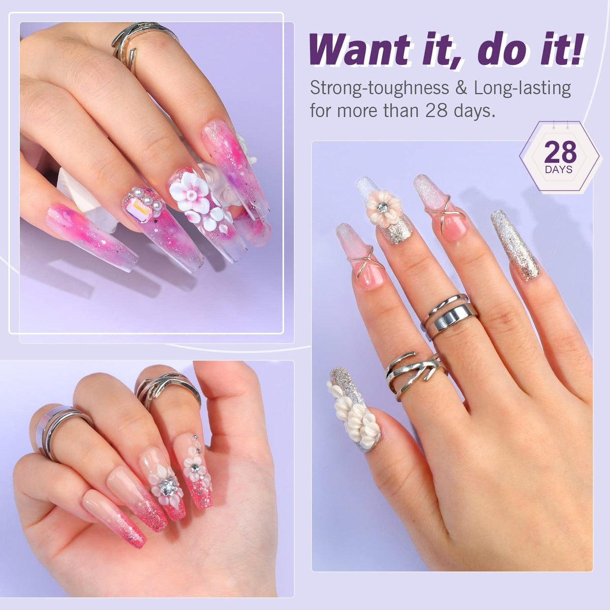 100 nail forms from SAVILAND Acrylic Nail Kit