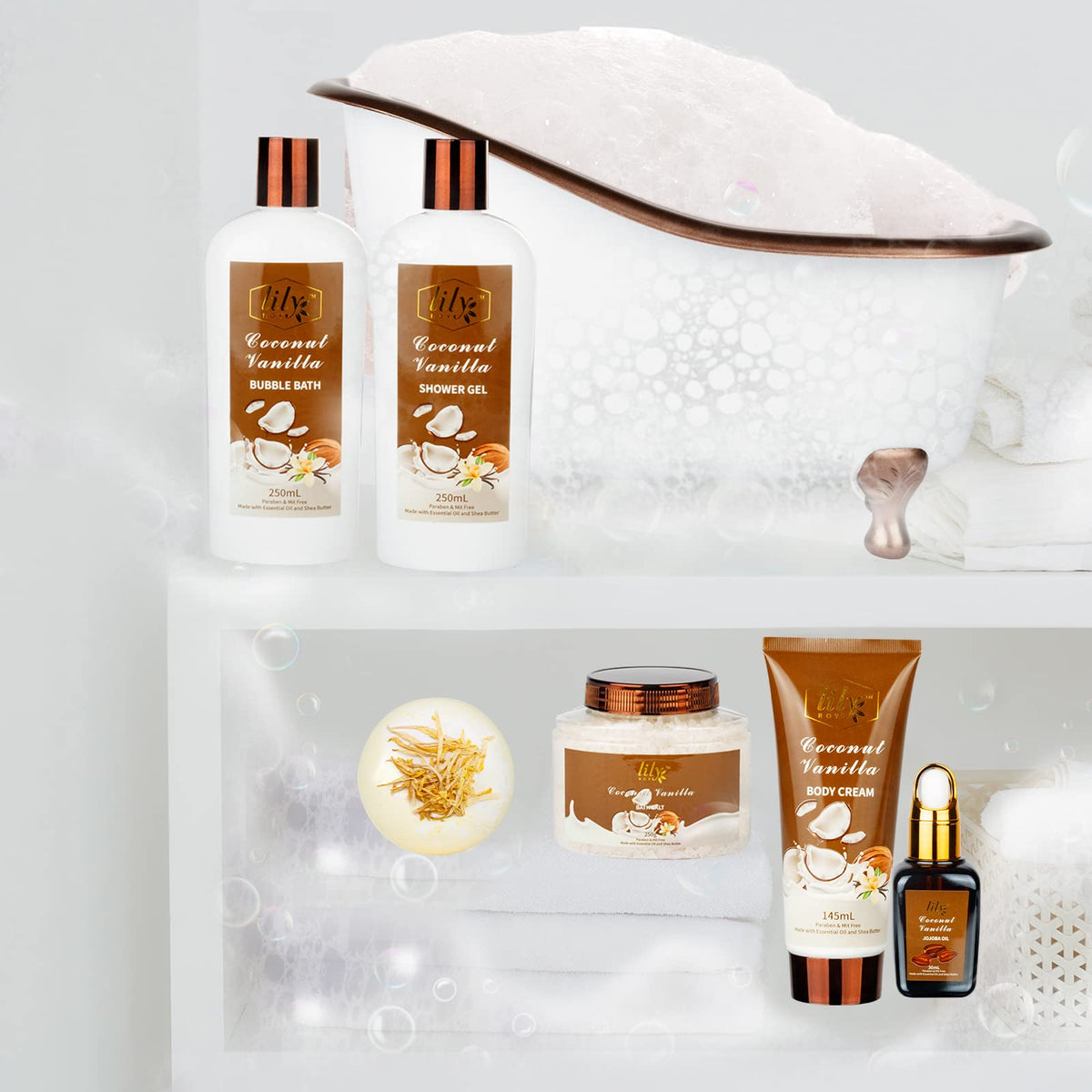 100g bath salt from LILY ROY Coconut Vanilla Spa Set