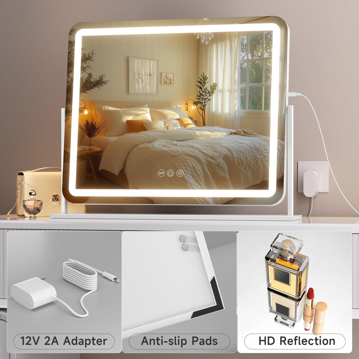 10x magnifying mirror attached to Hasipu Vanity Mirror