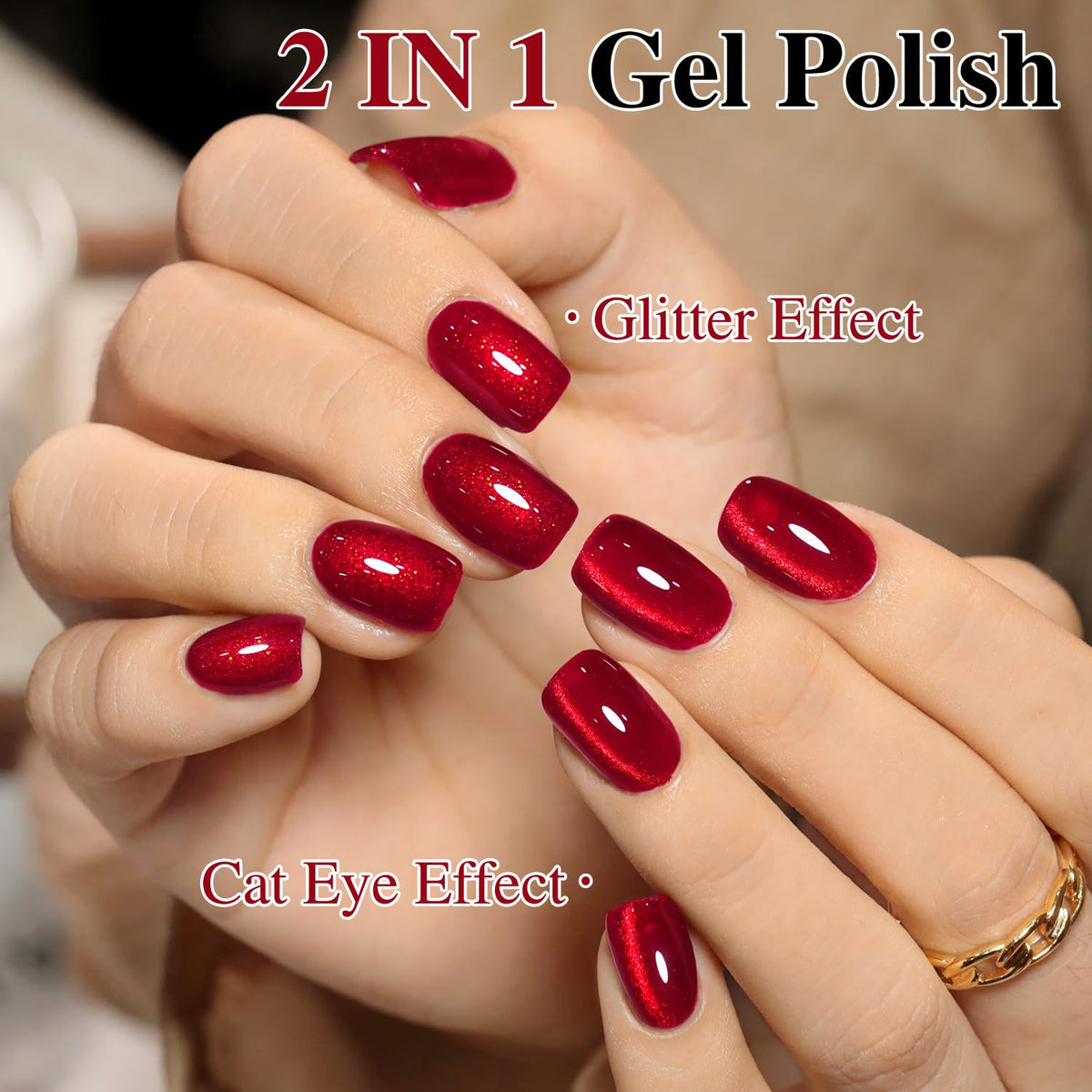 15ml bottle of Double Rhythm Cat Eye Gel Polish with holographic shimmer