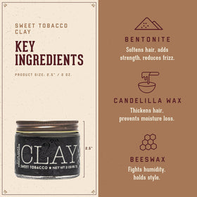 18.21 Man Made Hair Clay 2oz on a grooming table