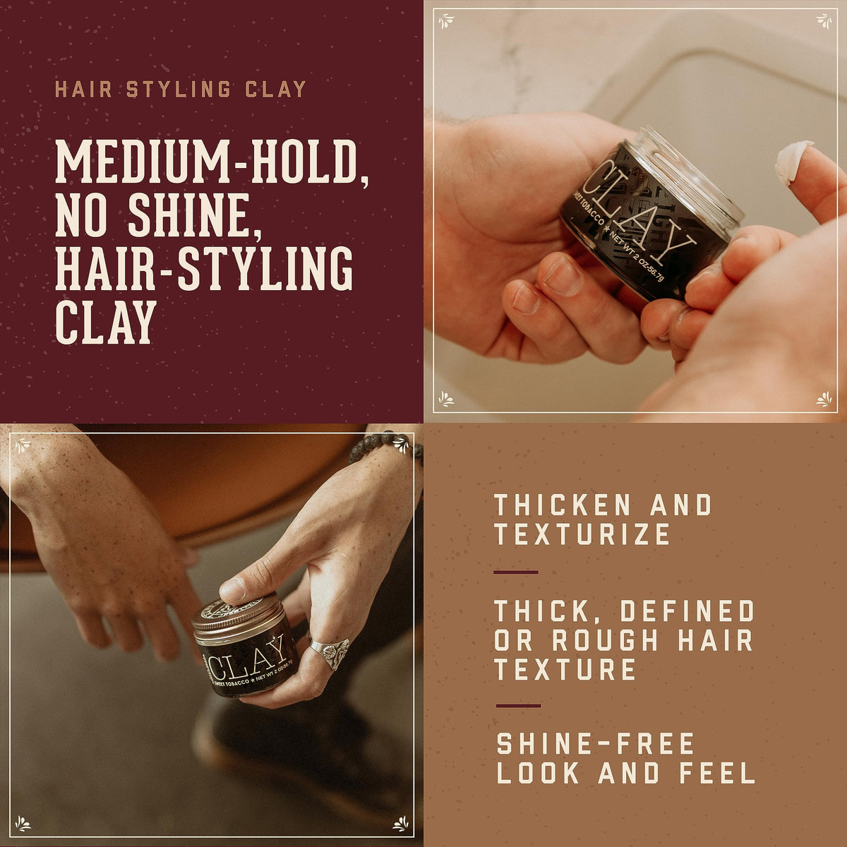 18.21 Man Made Hair Clay 2oz texture close-up