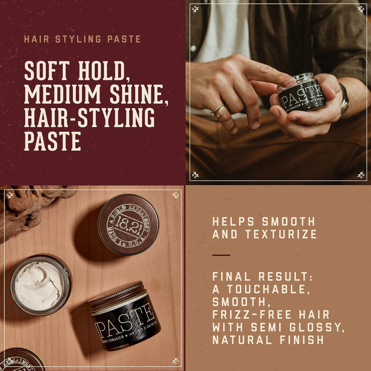 18.21 Man Made Hair Paste 2oz jar with lid