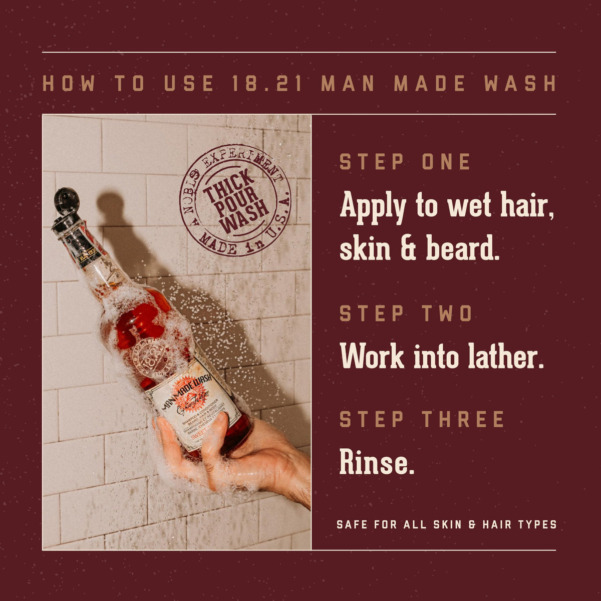 18.21 Man Made Sweet Tobacco 3-in-1 Body Wash in lifestyle setting