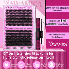 240pcs lash clusters in various lengths and thicknesses