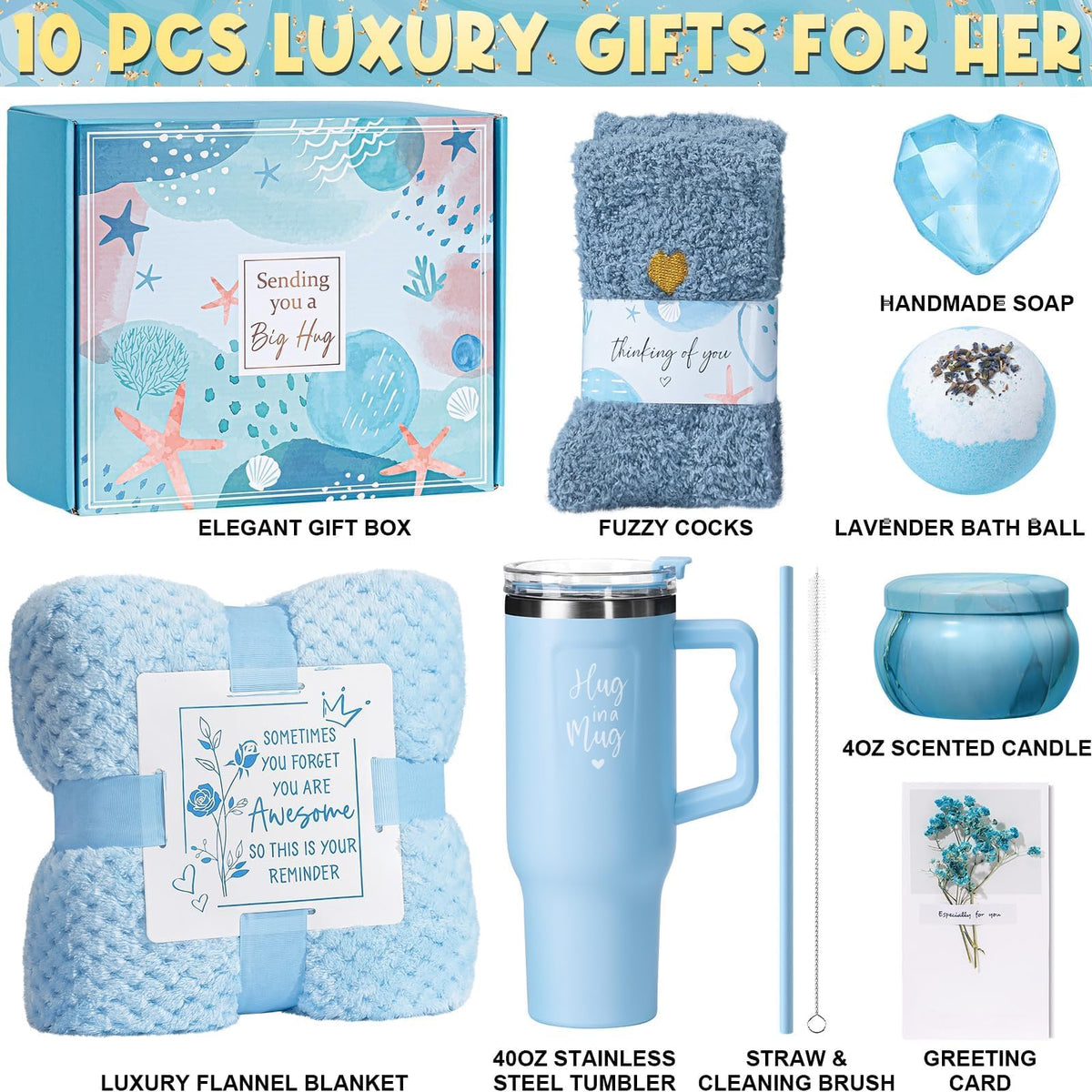 40oz insulated tumbler with handle from Qinline gift basket