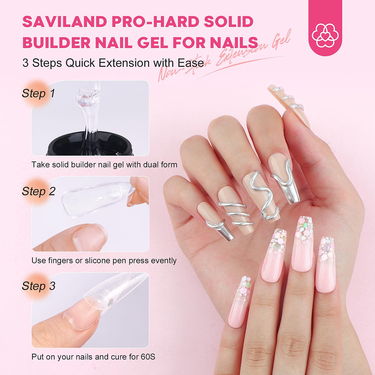 60 acrylic nail tips from SAVILAND nail gel kit