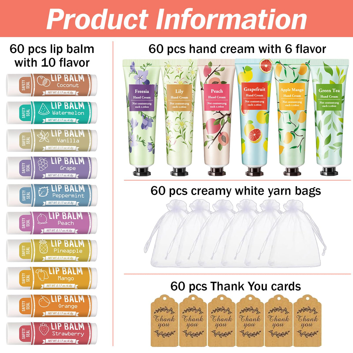 60 Flavoured Lip Balms in various scents
