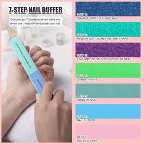 7 Way Nail Buffer showing different surfaces and colours
