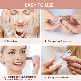 7d24hcare Facial Hair Remover with cleaning brush and heads