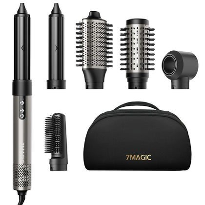 7MAGIC 6 in 1 Multi Hair Styler front view with attachments