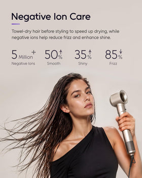7MAGIC hair dryer brush demonstrating ionic care