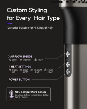 7MAGIC hair dryer brush in use on curly hair