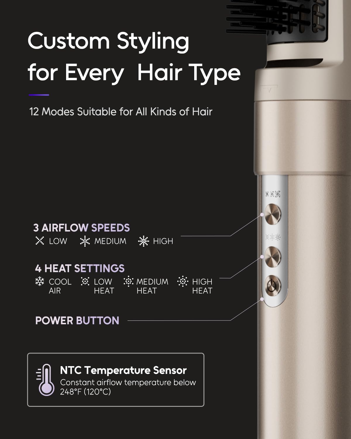 7MAGIC hair dryer brush in use on styled hair