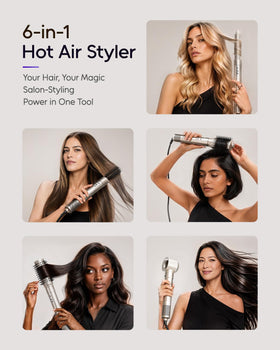 7MAGIC hair dryer brush showing auto-wrap curlers