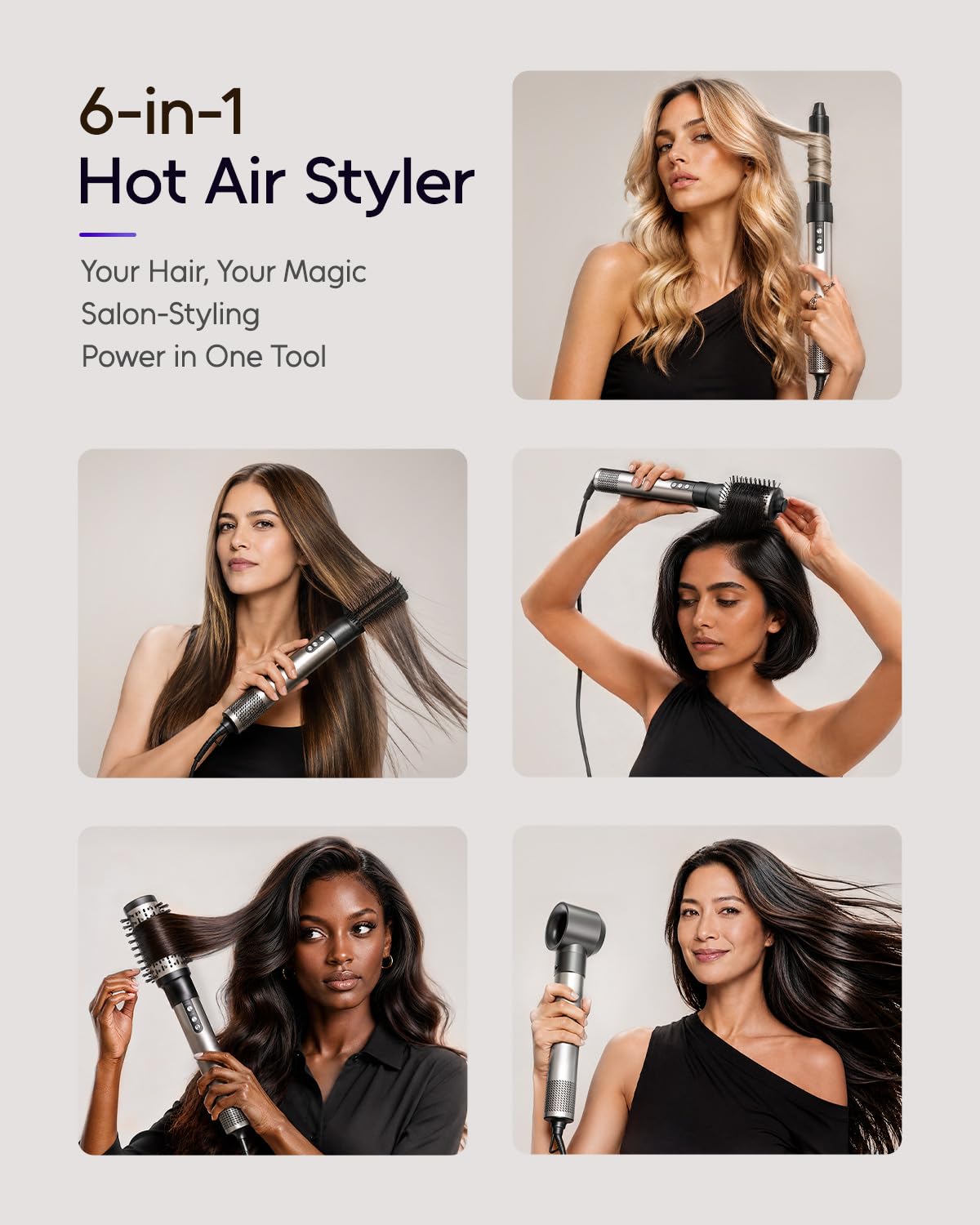 7MAGIC hair dryer brush side view showing the motor
