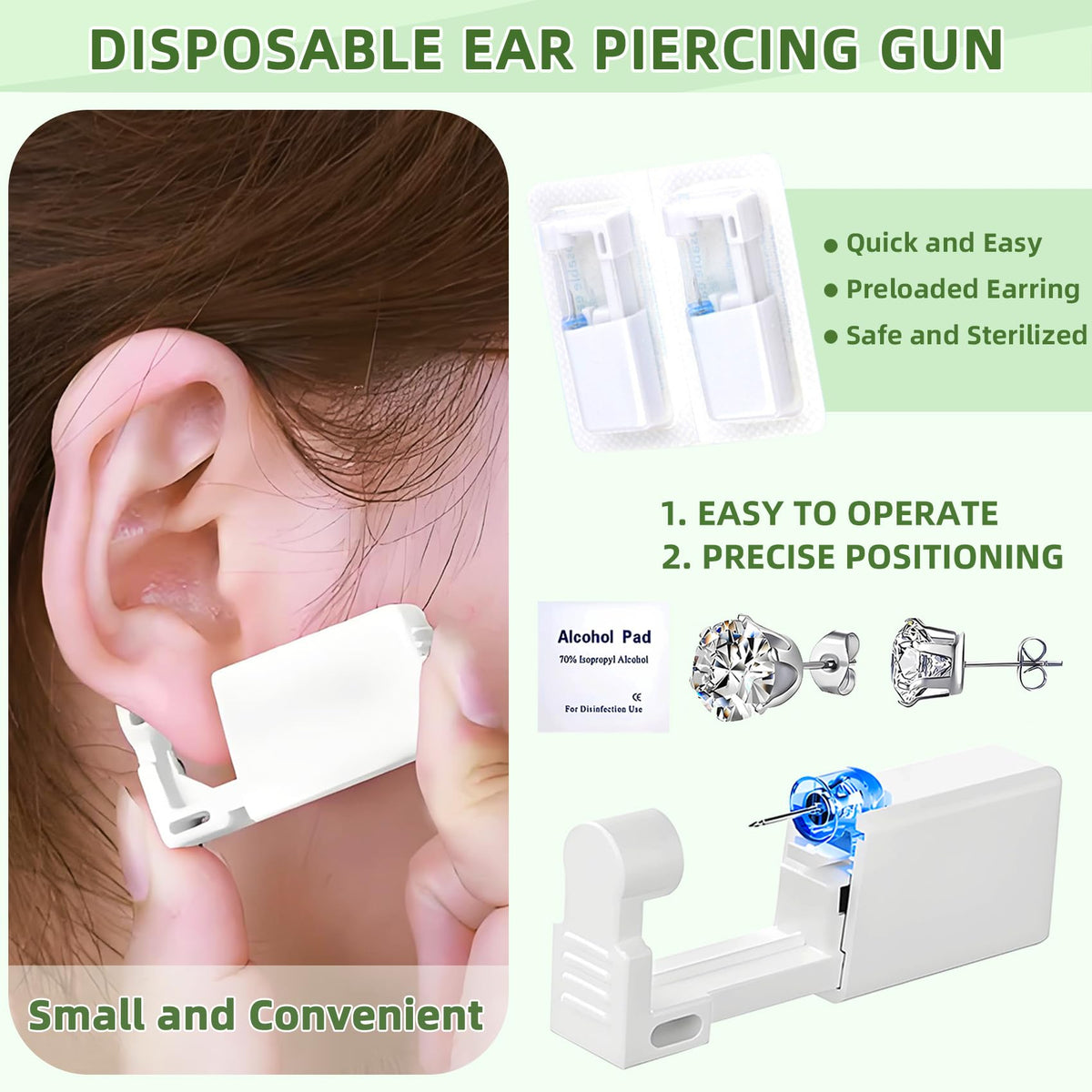 8 Pcs cleaning pads included in Novopiercing ear piercing kit