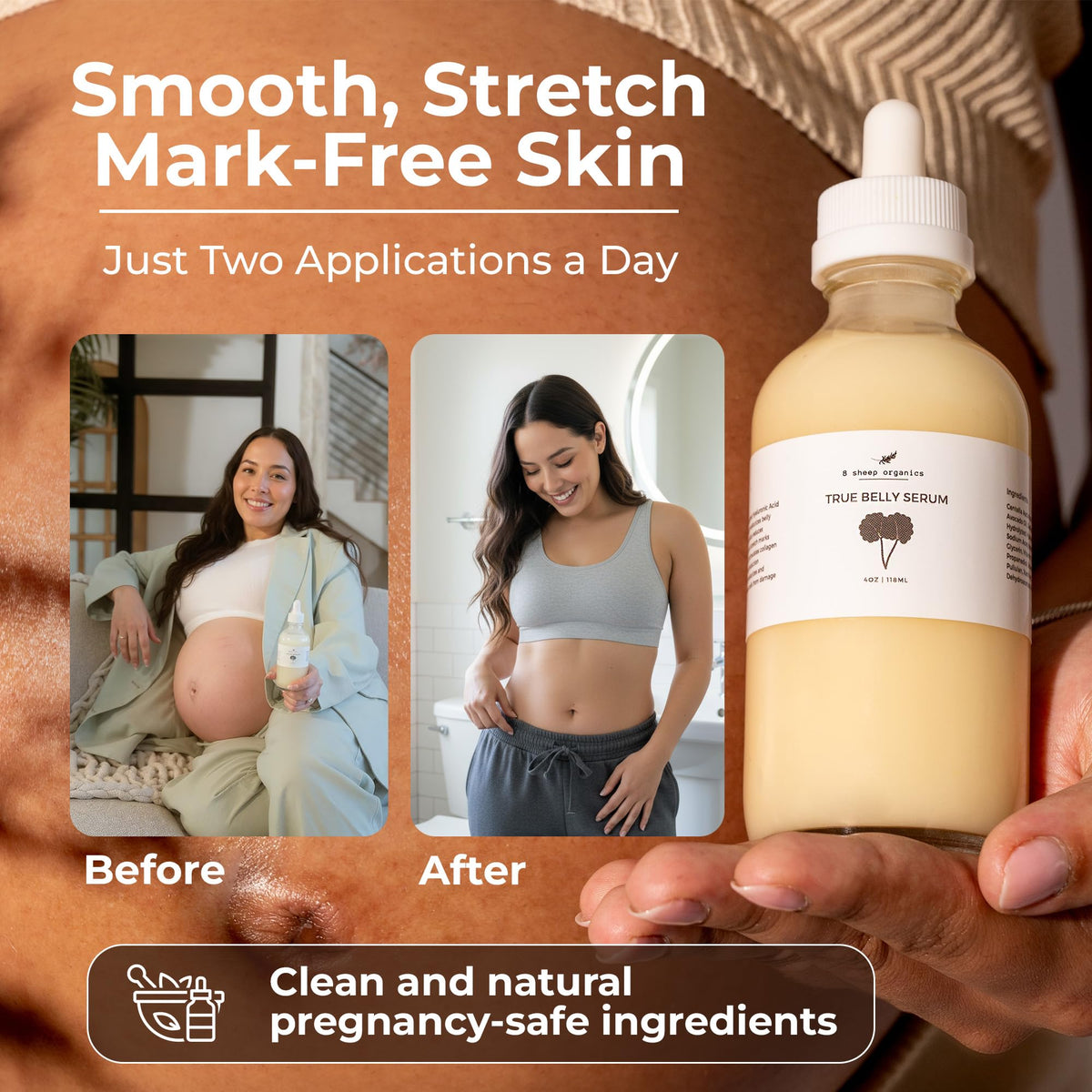 8 Sheep True Belly Serum application on skin