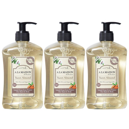 A LA MAISON Almond Liquid Hand Soap 3 Pack front view