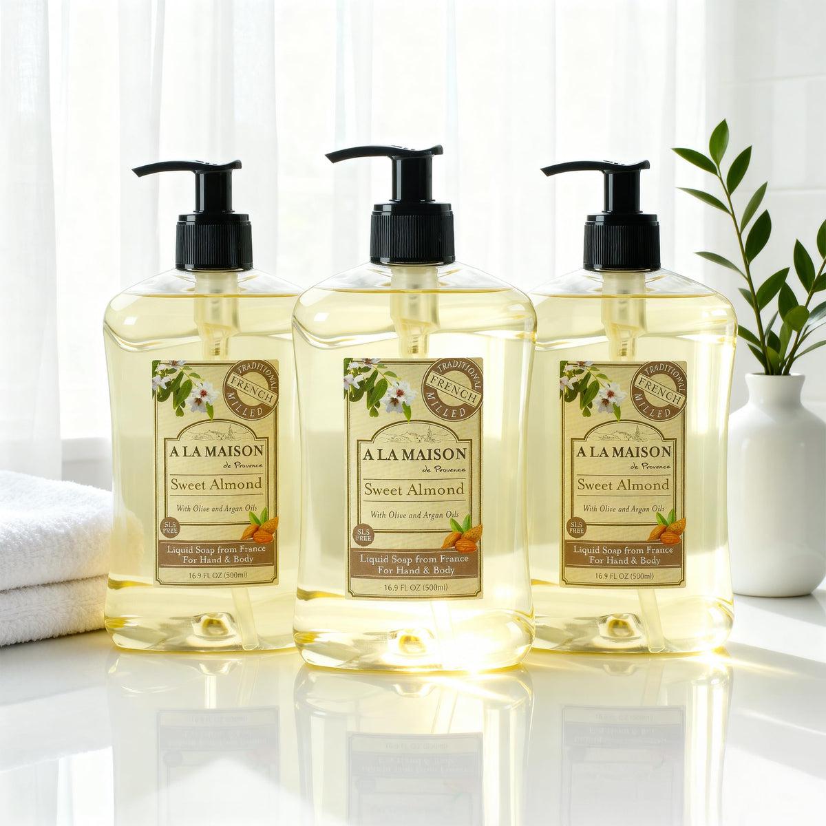 A LA MAISON Almond Liquid Hand Soap ingredients close-up