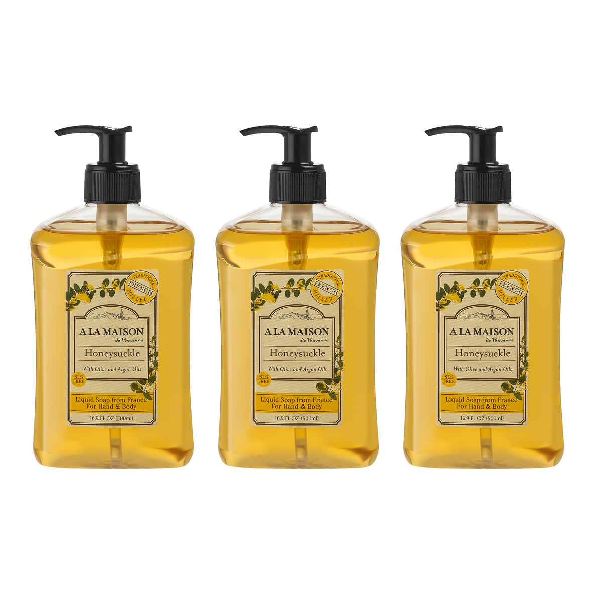 A LA MAISON Honeysuckle Liquid Hand Soap 16.9 Fl Oz front view