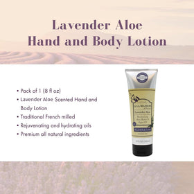 A LA MAISON Lavender Aloe Body Lotion 8oz back view with ingredients list