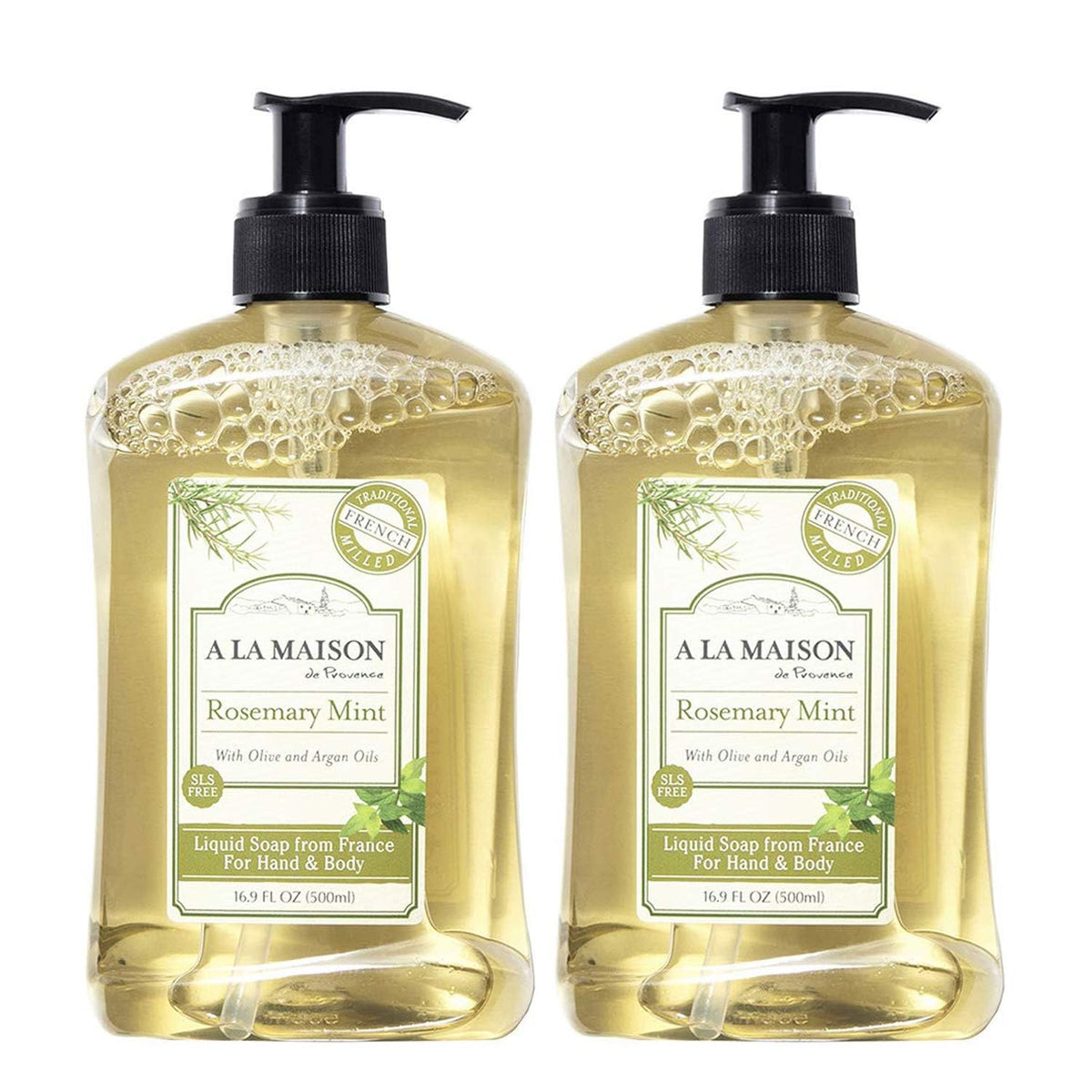 A LA MAISON Rosemary Mint Liquid Hand Soap front view 16.9 Fl Oz