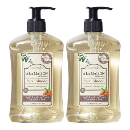 A LA MAISON Sweet Almond Liquid Hand Soap 16.9 Fl Oz bottle front view