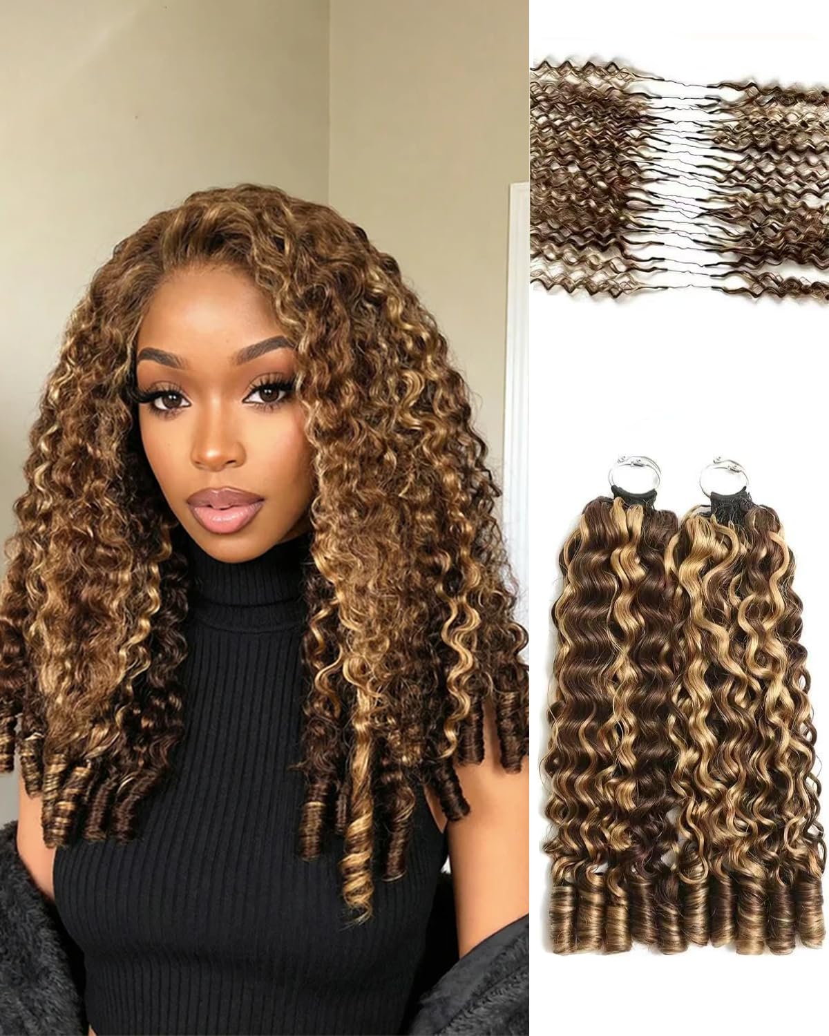 Aailvmey Burmese Curly Human Crochet Hair front view