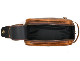 AARON LEATHER GOODS 10" toiletry pouch interior with compartments