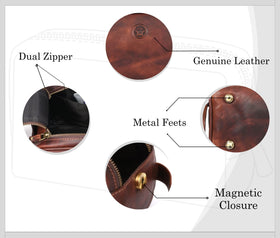 AARON LEATHER GOODS leather toiletry pouch external zippered pocket