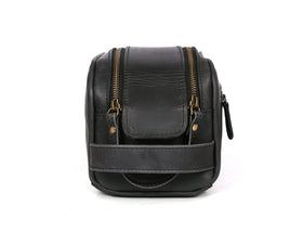 AARON LEATHER GOODS leather toiletry pouch with double zipper closure