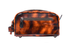 AARON LEATHER GOODS toiletry bag with double zipper closure