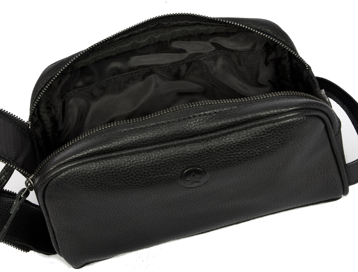 AARON LEATHER GOODS toiletry pouch dimensions and features
