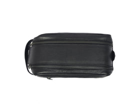 AARON LEATHER GOODS toiletry pouch leather strap handle close-up