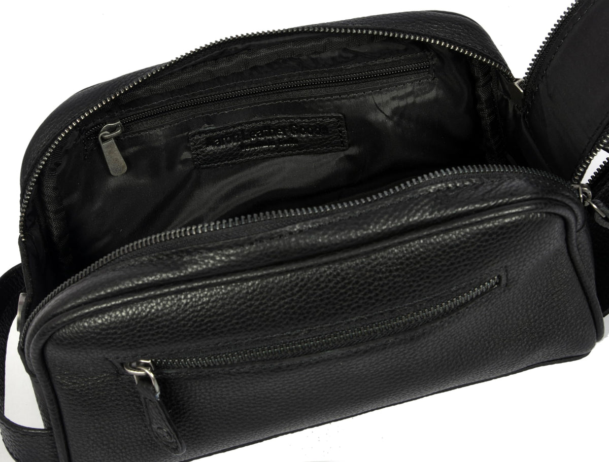 AARON LEATHER GOODS toiletry pouch with metal studs on the bottom