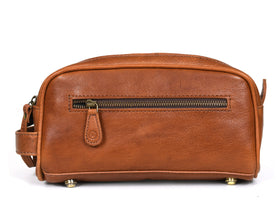 AARON Leather Toiletry Bag waterproof lining close-up