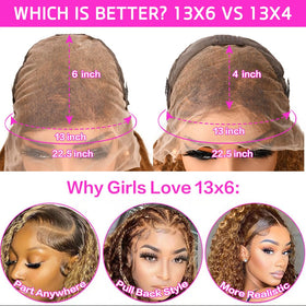 Abbildung 30-Inch Honey Blonde Deep Wave Lace Front Wig close-up of lace