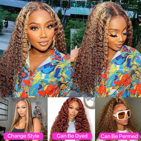 Abbildung 30-Inch Honey Blonde Deep Wave Lace Front Wig packaging
