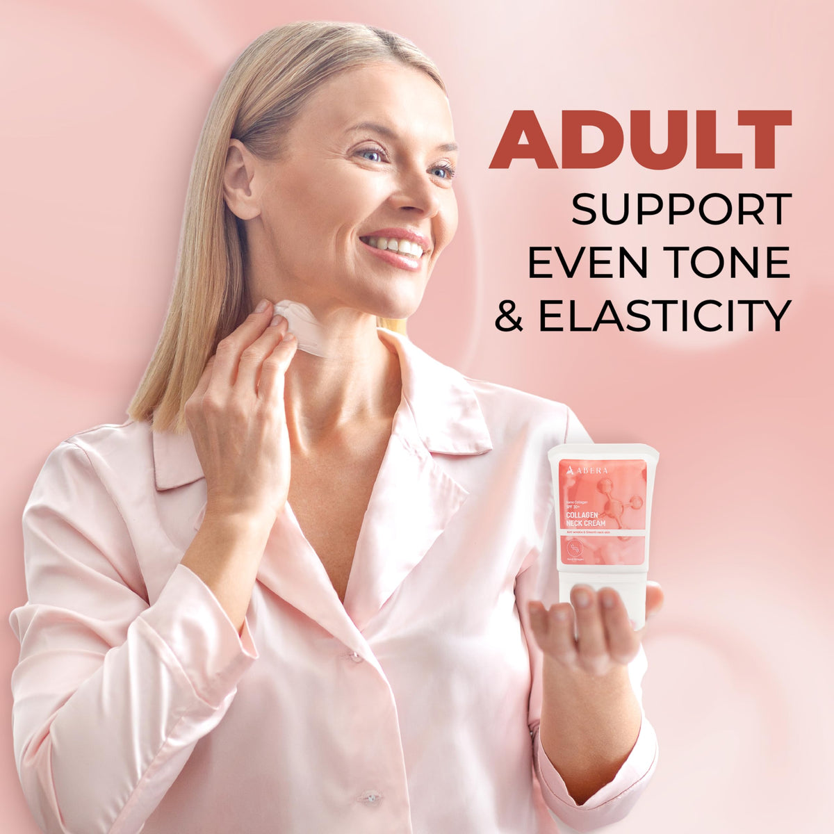 ABERA Collagen Neck Cream showing integrated massage roller