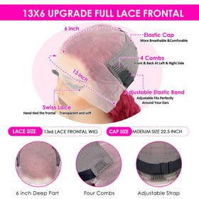 Abhayy 99j Burgundy Lace Front Wig displayed in packaging