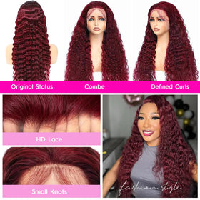Abhayy 99j Burgundy Lace Front Wig side view with adjustable strap