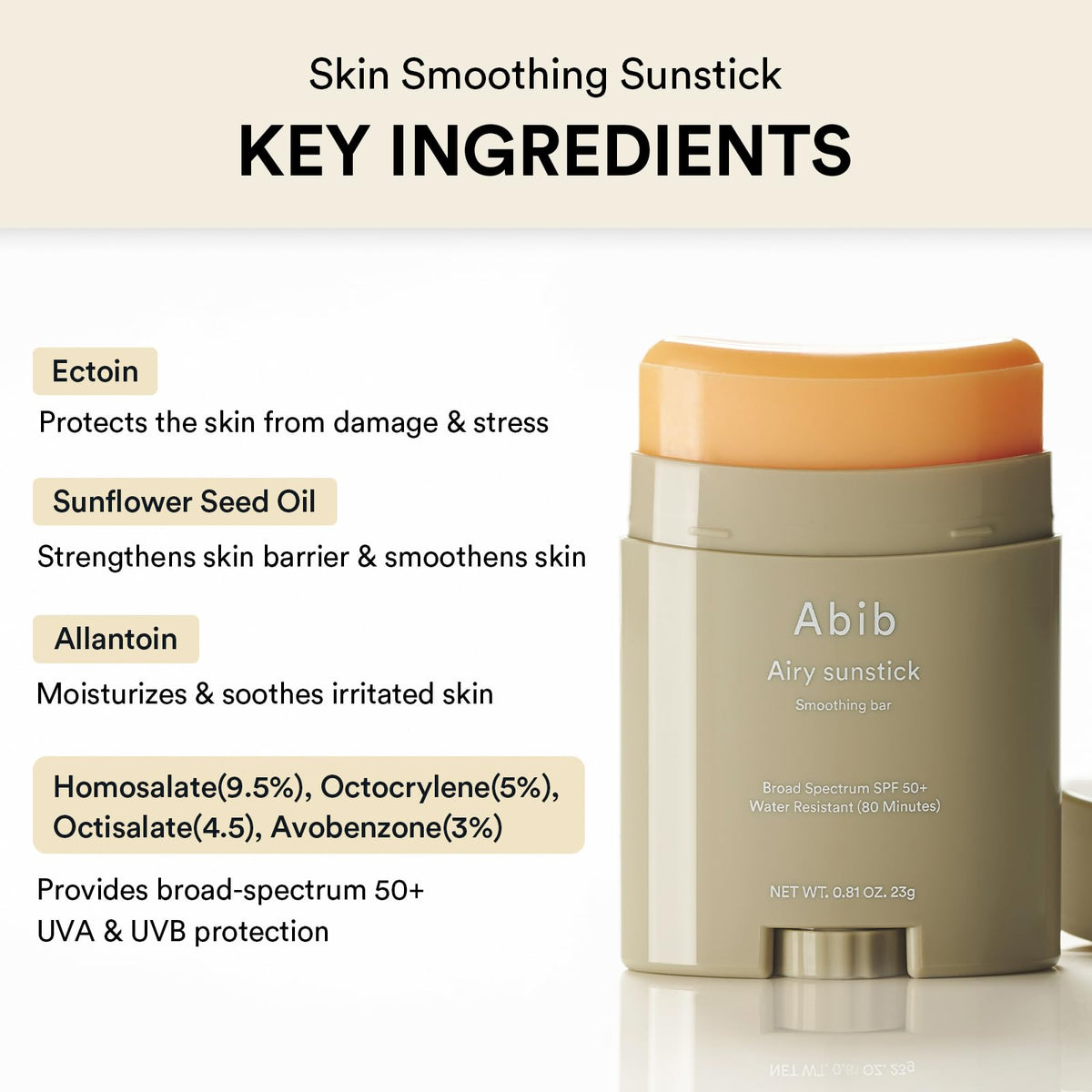 Abib Airy & Quick Sunstick DUO SPF50+ texture close-up