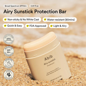 Abib Airy Sunstick SPF50+ open stick showing product