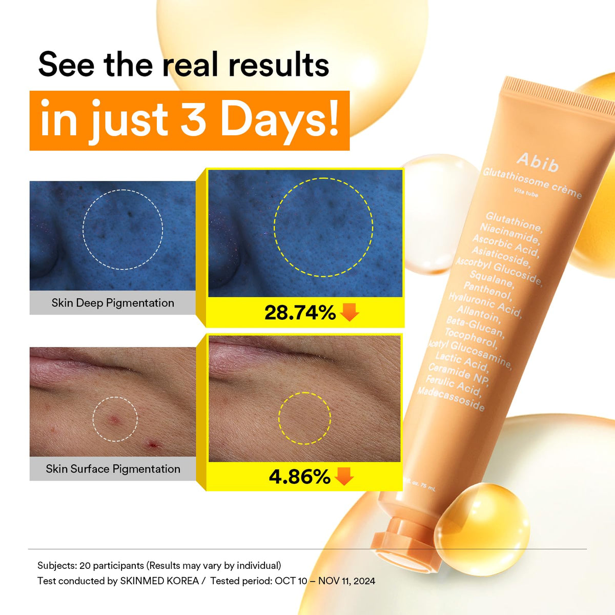 Abib Glutathiosome Cream Vita Tube with texture on hand