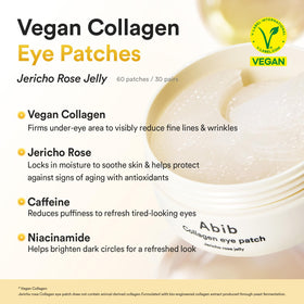 abib Vegan Collagen Eye Patches next to Jericho Rose Eye Cream
