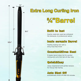 abp Extra Long Barrel Curling Iron with heat-resistant glove included